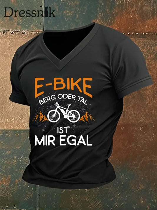Herren E-Bike Berg Oder Tal Ist Mir Egal Bedrucktes Kurzarm-T-Shirt Schwarz / S