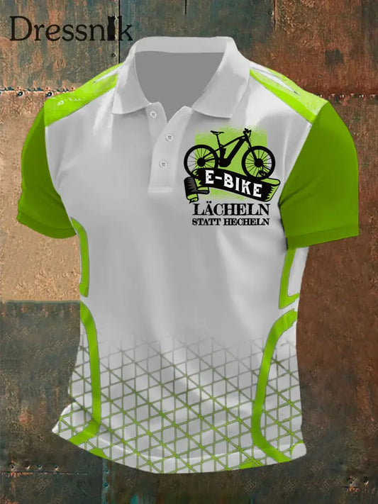 Herren E-Bike Lächeln Statt Hecheln Kurzarm T-Shirt Grün / S
