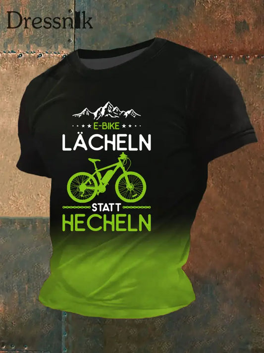 Herren E-Bike Shirt Lächeln Statt Hecheln Kurzarm T-Shirt Grün / S