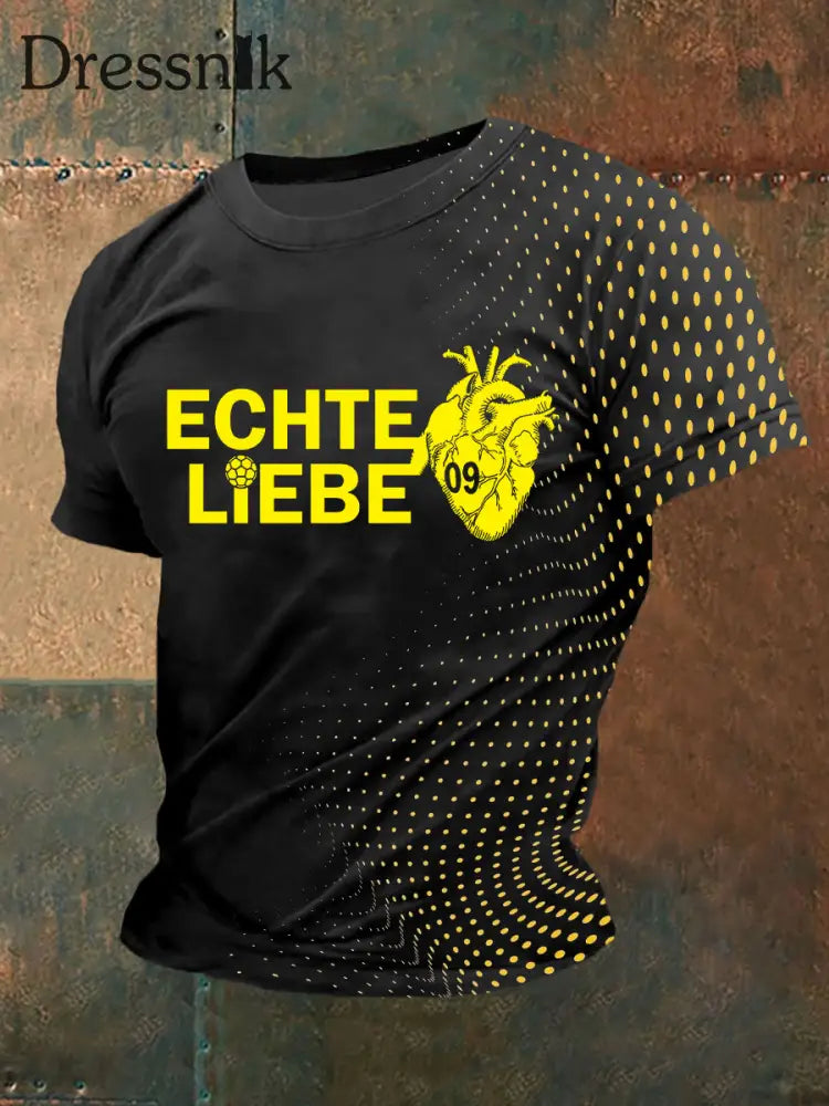 Herren Echte Liebe T-Shirt mit kurzen Ärmeln Schwarz / S