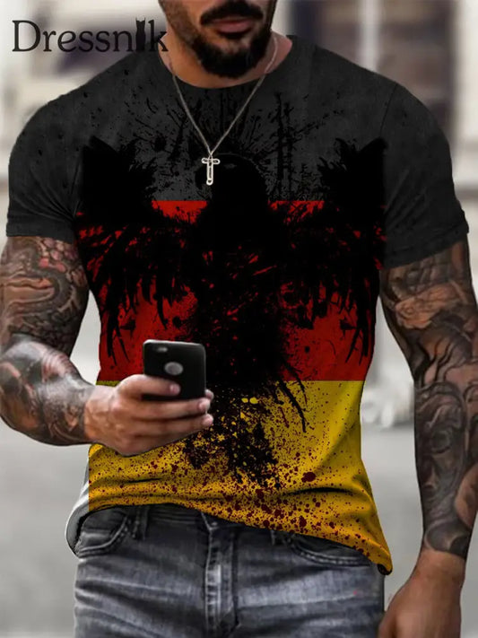 Herren Edgy Deutschland Adler & Flagge Druck T - Shirt mehrfarbig / S