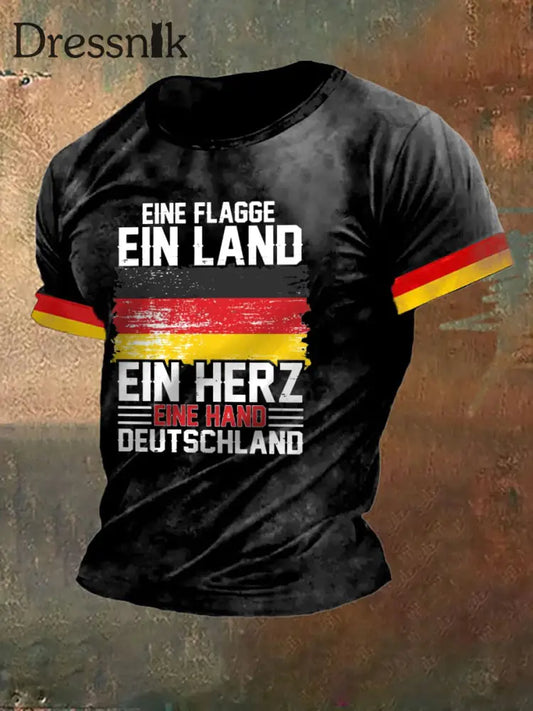 Herren Eine Flagge ein Land ein Herz eine Hand bedruckte Kurzarm-T-Shirt Schwarz / S
