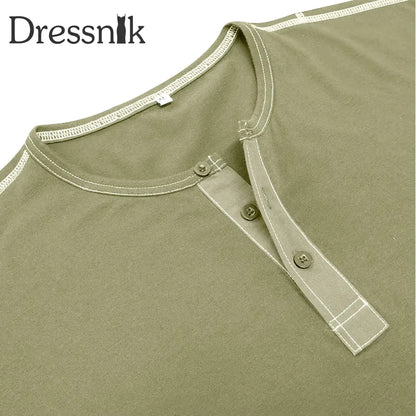 Herren einfarbig Lässiges Henley-Kragen-T-Shirt