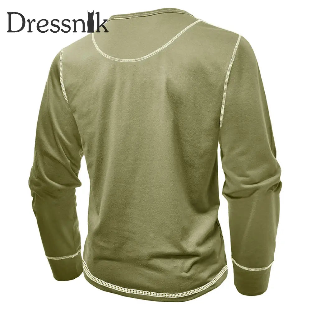 Herren einfarbig Lässiges Henley-Kragen-T-Shirt