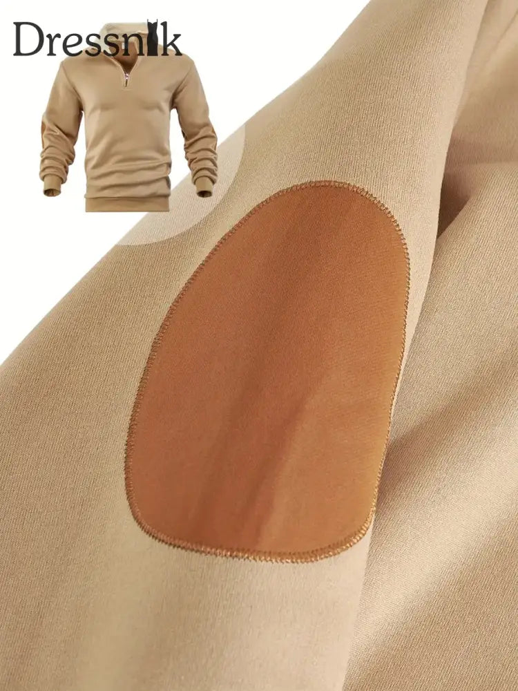 Herren einfarbiger Pullover mit Half-Zip-Pelz kragen