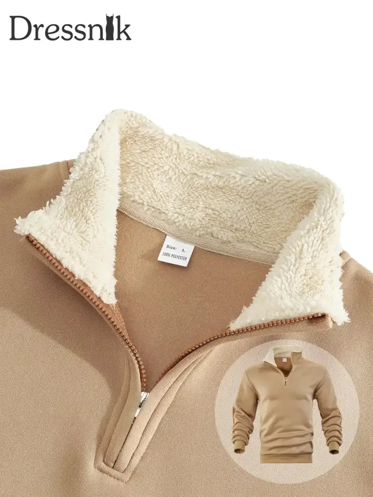 Herren einfarbiger Pullover mit Half-Zip-Pelz kragen