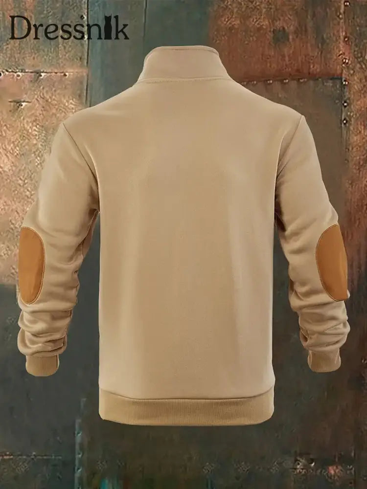 Herren einfarbiger Pullover mit Half-Zip-Pelz kragen