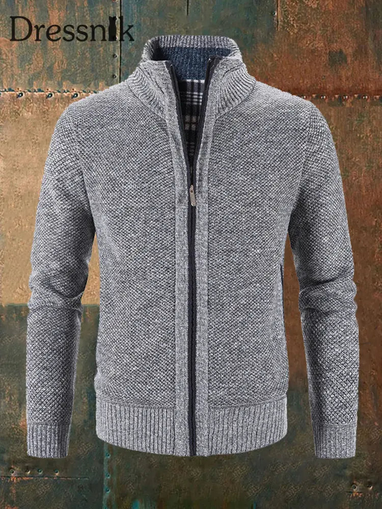 Herren einfarbiger Strickjacke mit Reiß verschluss