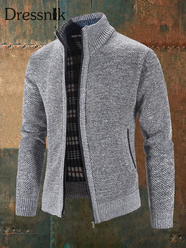 Herren einfarbiger Strickjacke mit Reiß verschluss