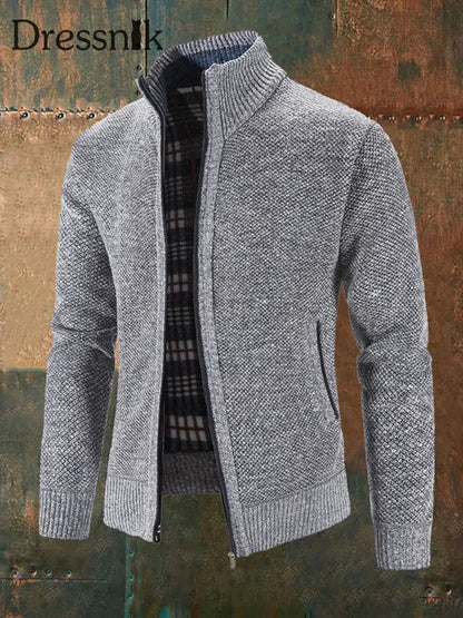 Herren einfarbiger Strickjacke mit Reiß verschluss
