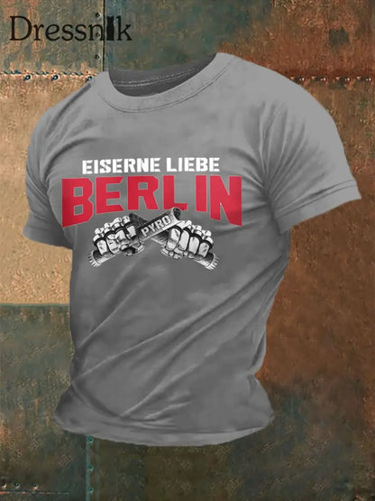 Herren Eiserne Liebe Berlin Imitation Baumwoll-Kurzarm-T-Shirt Hellgrau / S
