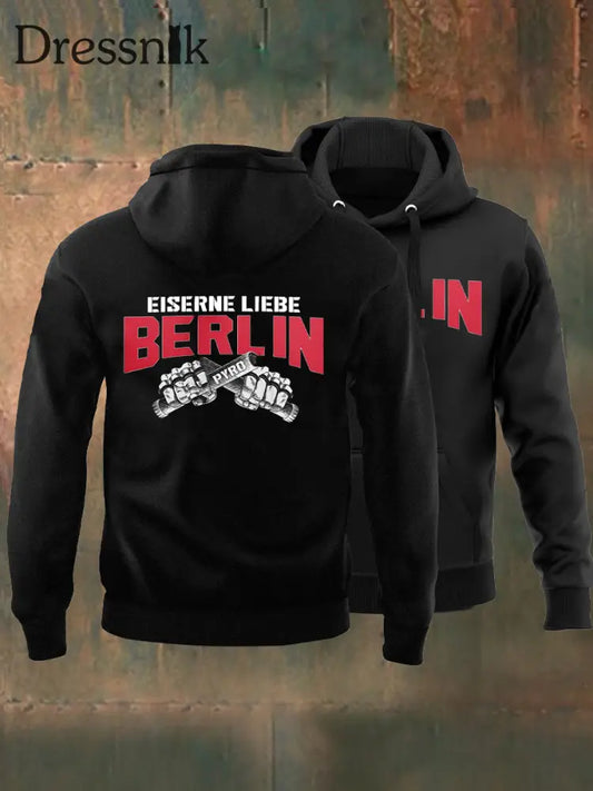 Herren Eiserne Liebe Berlin Kapuzen-Sweatshirt Schwarz / S