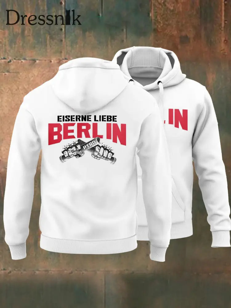 Herren Eiserne Liebe Berlin Kapuzen-Sweatshirt Weiß / S