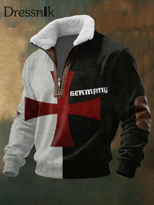 Herren Eisernes Kreuz Armee & Deutschland Kragen Hoodie mehrfarbig / S