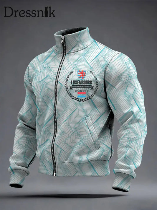 Herren Elegante Teal-weiße Luxemburger Kranz abzeichen Jacke mehrfarbig / S