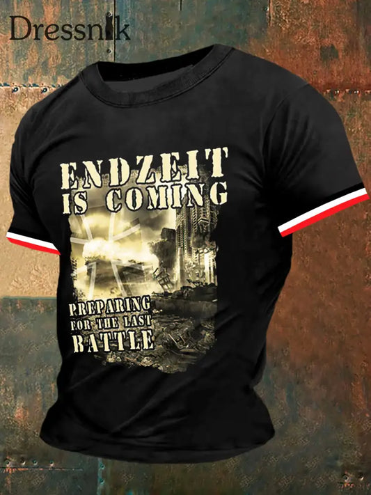 Herren Endzeit kommt Print Vintage Mode Kurzarm T-Shirt Schwarz / S