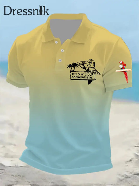 Herren Es ist 5:00 Irgendwo immer Happy Hour Paradise Parrot Print Casual Kurzarm T-Shirt als bild / S