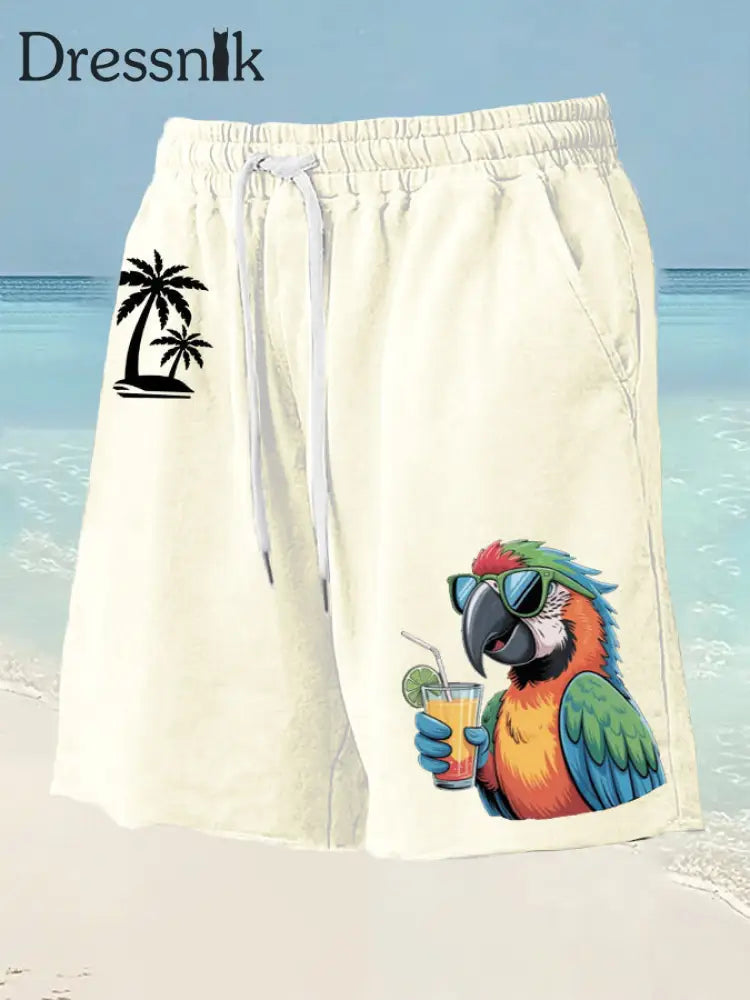 Herren Es ist 5 Uhr Irgendwo Papagei Palm Print Freizeit shorts Aprikose / S