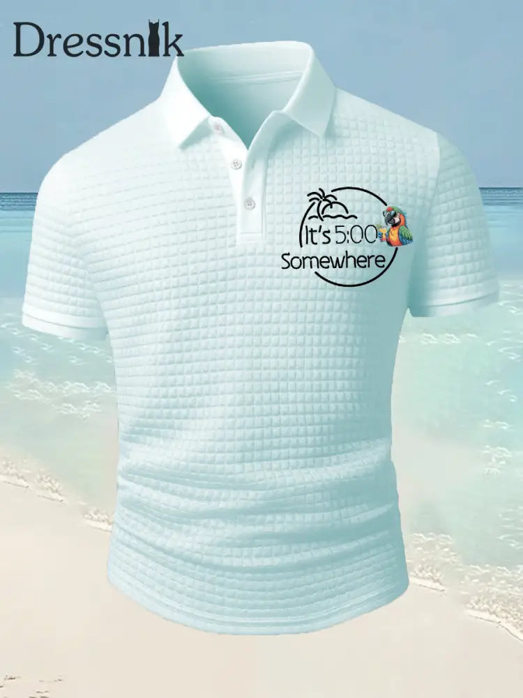 Herren Es ist 5 Uhr Irgendwo Parrot Print Casual Waffel Kurzarm Top Blau / S