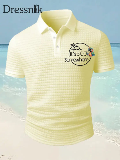 Herren Es ist 5 Uhr Irgendwo Parrot Print Casual Waffel Kurzarm Top Gelb / S