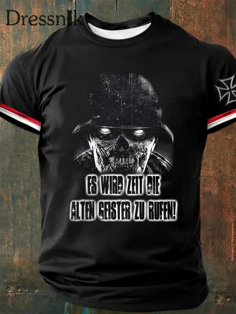 Herren Es wird Zeit die alten Geister zu rufen! Bedrucktes Kurzarm-T-Shirt Schwarz / S