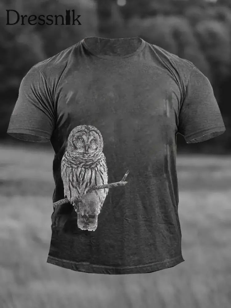 Herren Eulen druck lässig T-Shirt Dunkelgrau / S