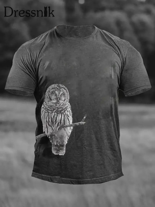 Herren Eulen druck lässig T-Shirt Dunkelgrau / S