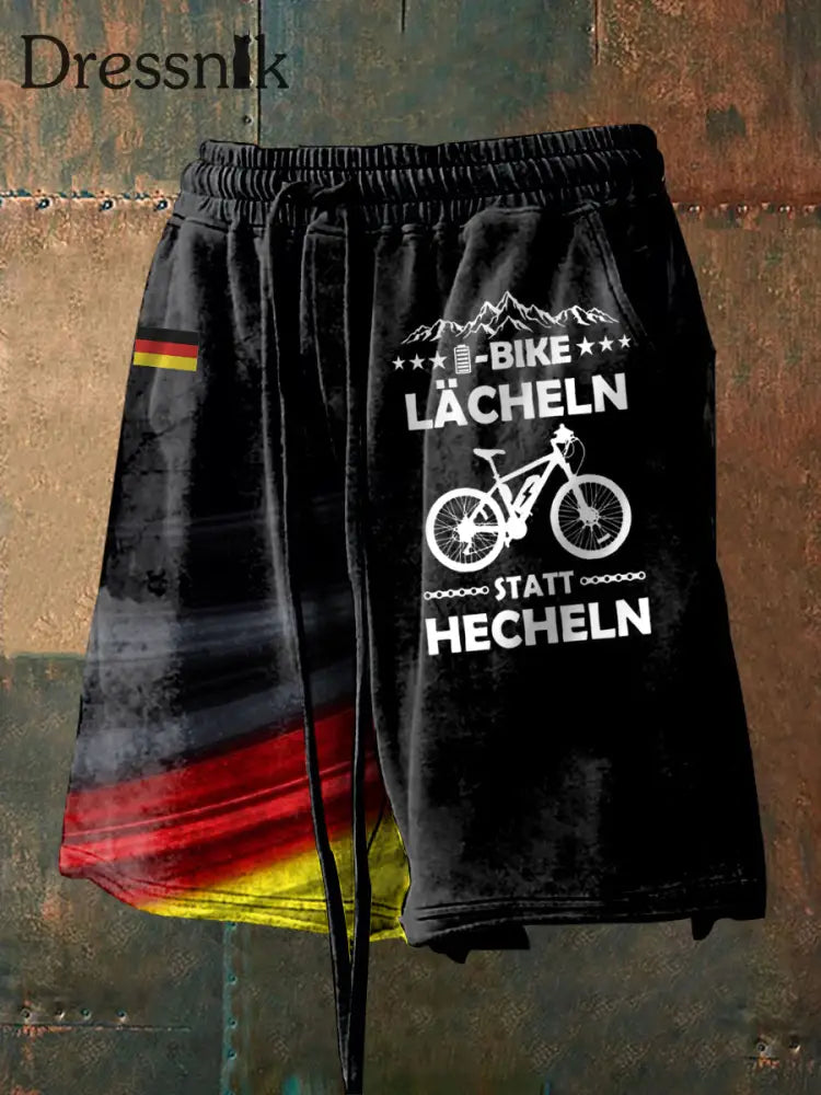 Herren Fahrrad bedruckte Shorts Schwarz / S