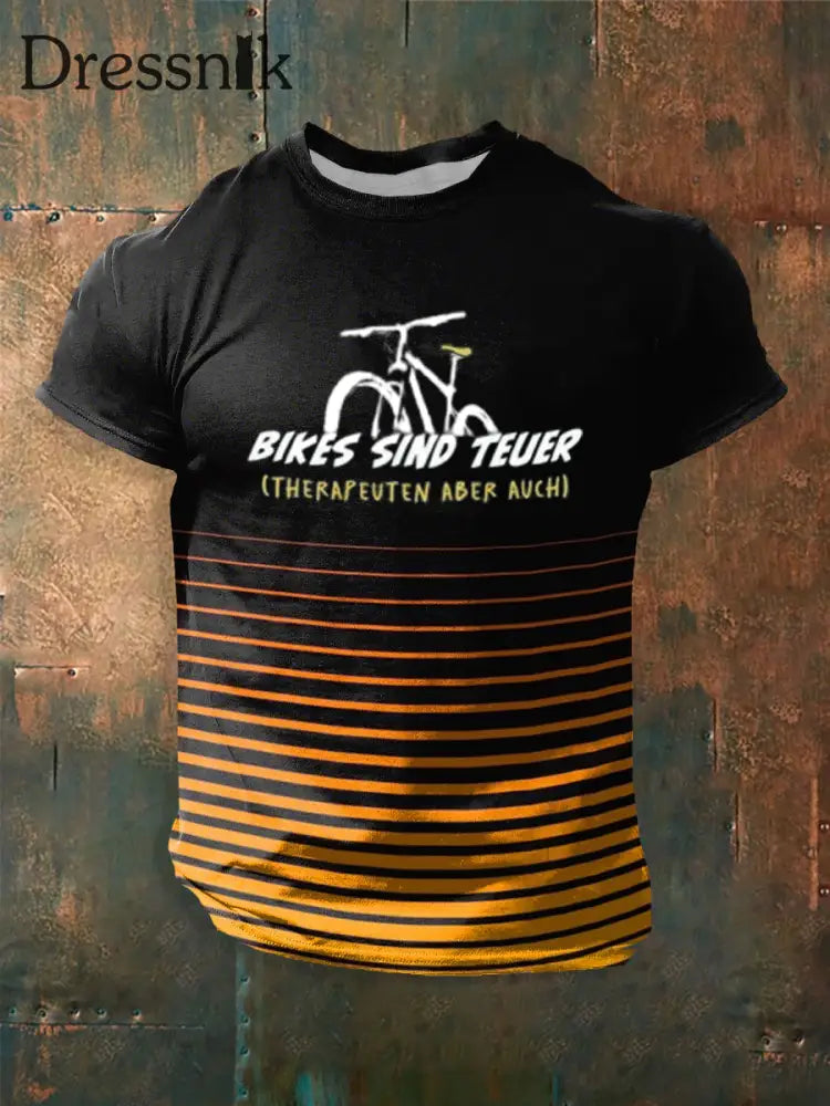 Herren Fahrrad bedrucktes Kurzarm-T-Shirt als bild / S