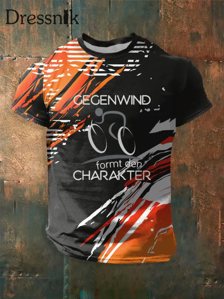 Herren Fahrrad bedrucktes Kurzarm-T-Shirt als bild / S