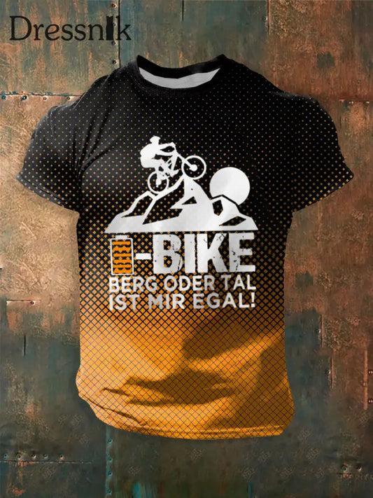 Herren Fahrrad bedrucktes Kurzarm-T-Shirt als bild / S