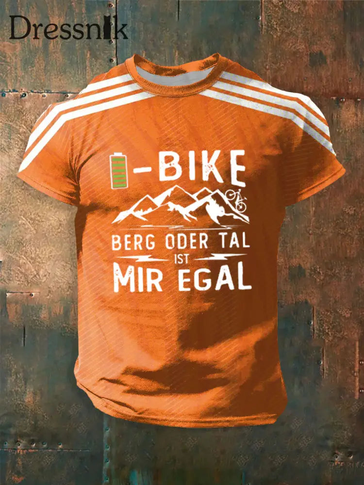 Herren Fahrrad bedrucktes Kurzarm-T-Shirt Orange / S