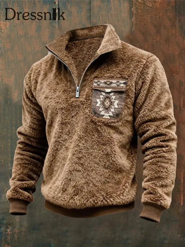 Herren Flanell Reiß verschluss Pullover als bild / S