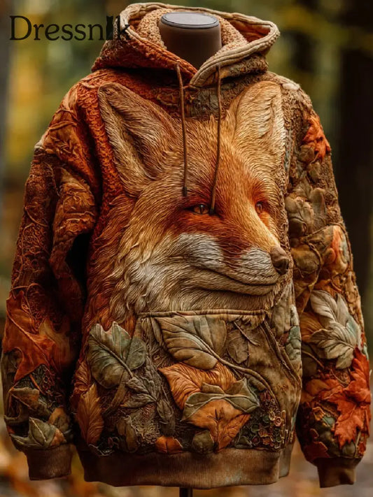 Herren Fox Art Print Casual Hoodie als bild / S
