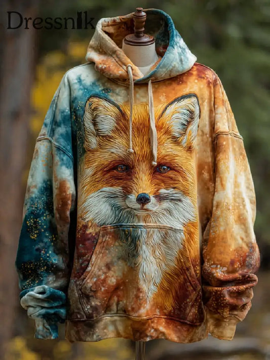 Herren Fox Art Print Casual Hoodie als bild / S