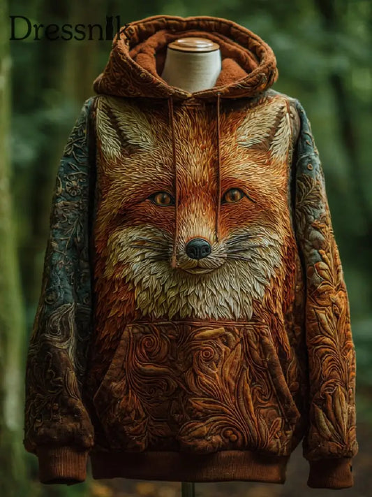 Herren Fox Art Print Casual Hoodie als bild / S