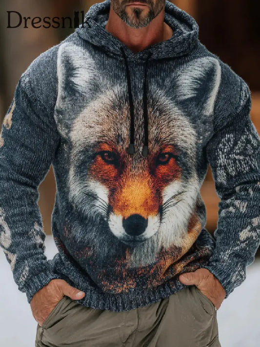 Herren Fox Art Print Casual Top als bild / S