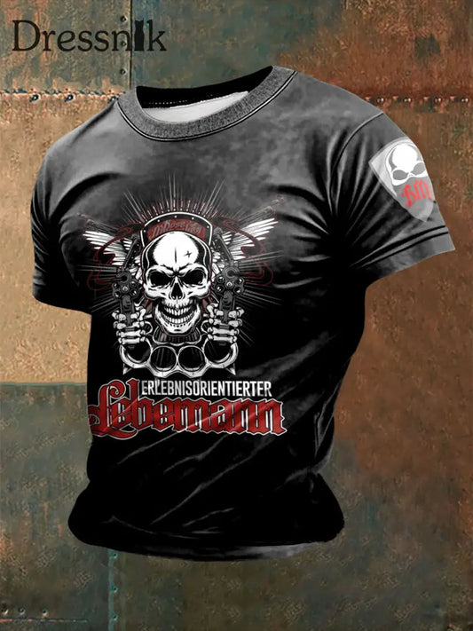 Herren Frei & Böse bedrucktes Kurzarm-T-Shirt Schwarz / S