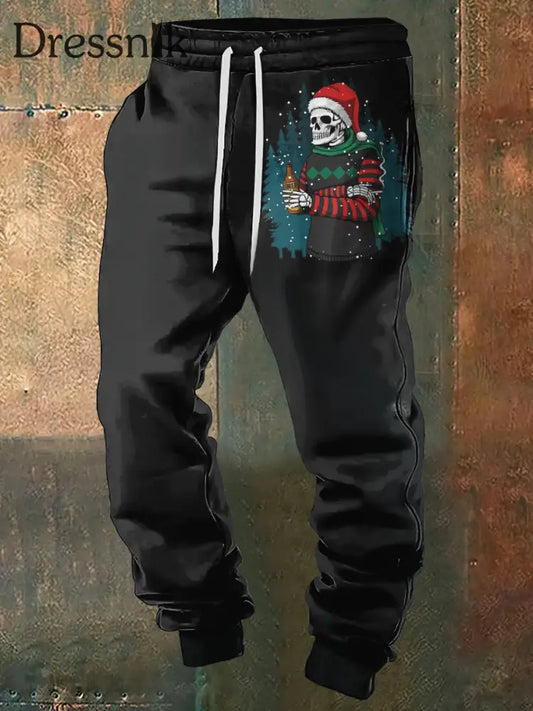 Herren Frohe Weihnachten Bier Print Jogging Hose Schwarz / S