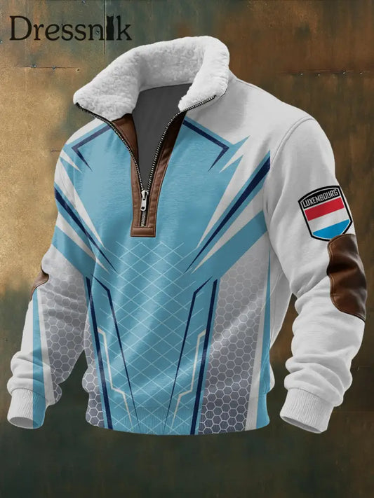 Herren-futuristisch-luxemburgi scher grafischer Sherpa-Hoodie mehrfarbig / S