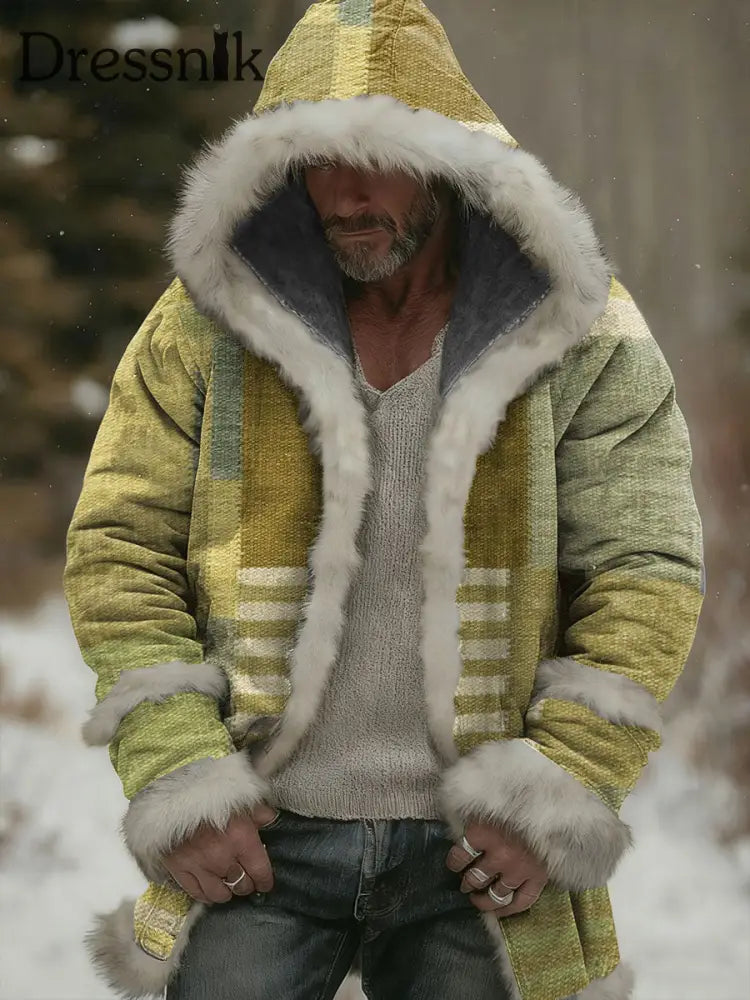 Herren Geometrische Kunst Kapuzen strickjacke Mischfarbe / S