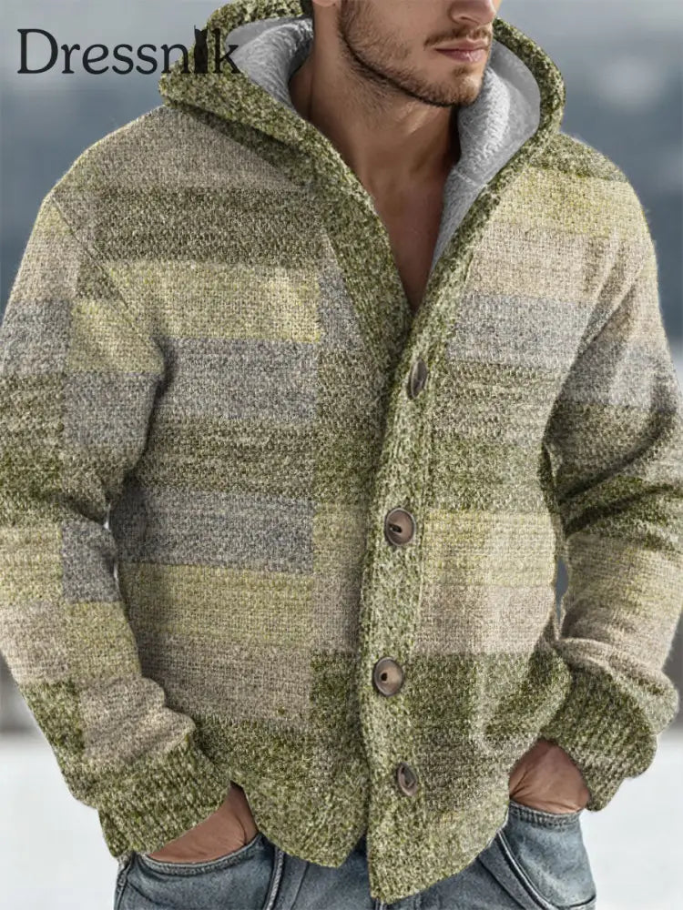 Herren Geometrische Kunst Kapuzen strickjacke Mischfarbe / S