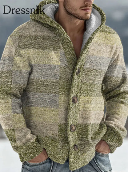 Herren Geometrische Kunst Kapuzen strickjacke Mischfarbe / S