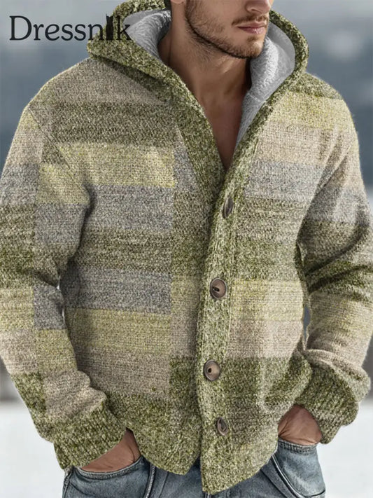 Herren Geometrische Kunst Kapuzen strickjacke Mischfarbe / S