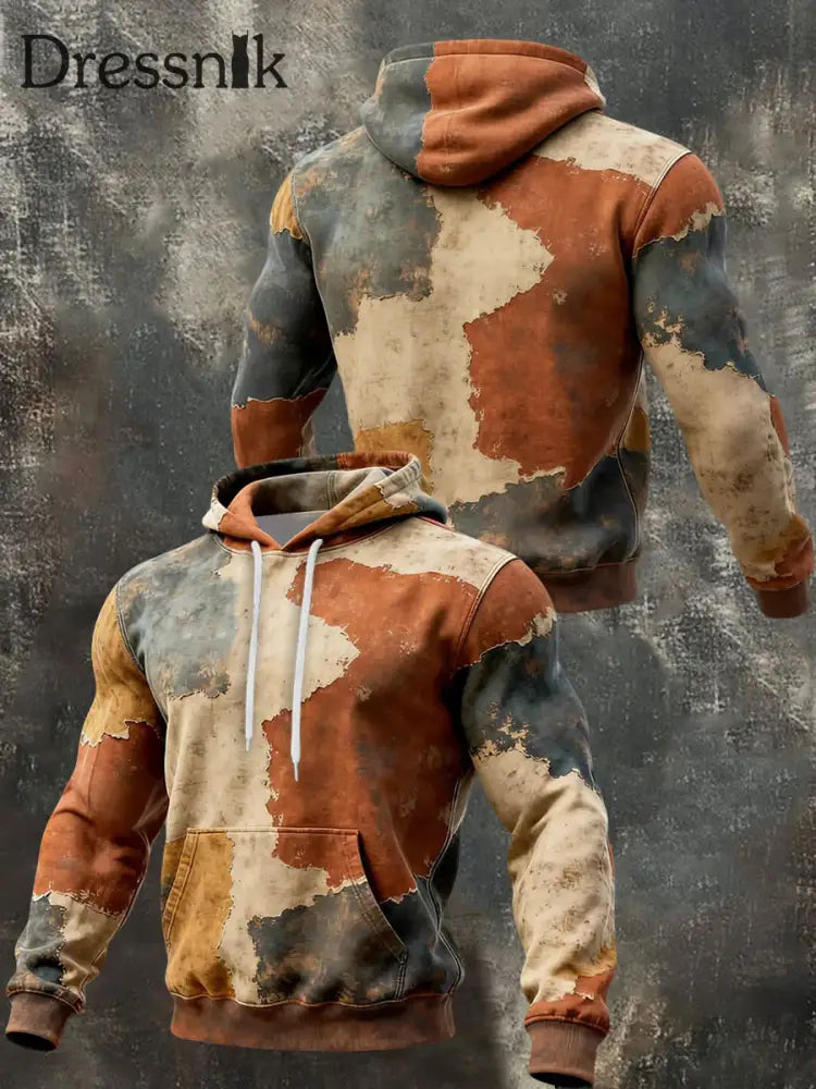 Herren Geometrische Muster Druck Hoodie mit Tasche als bild / S