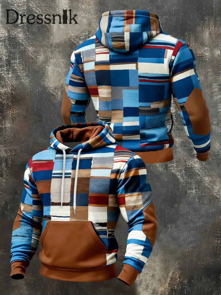 Herren Geometrische Muster Druck Hoodie mit Tasche als bild / S