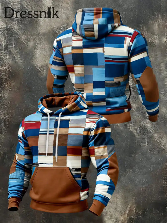 Herren Geometrische Muster Druck Hoodie mit Tasche als bild / S