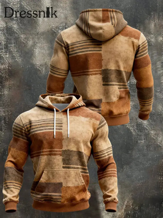 Herren Geometrische Muster Druck Hoodie mit Tasche als bild / S