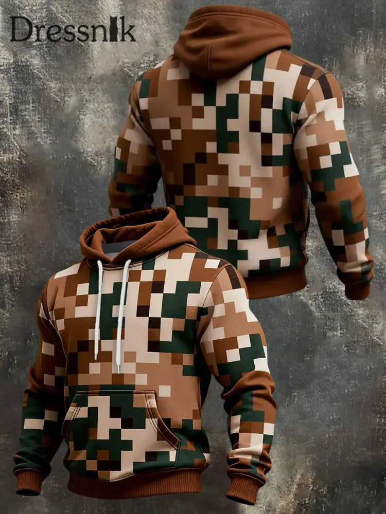Herren Geometrische Muster Druck Hoodie mit Tasche als bild / S