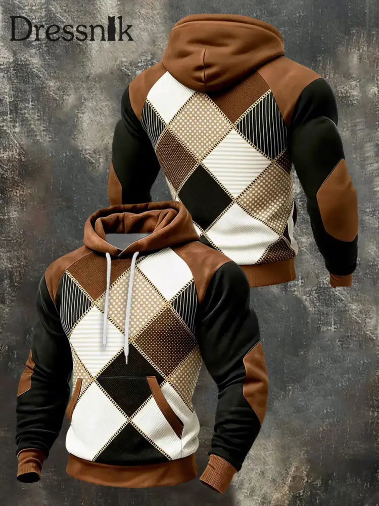 Herren Geometrische Muster Druck Hoodie mit Tasche als bild / S